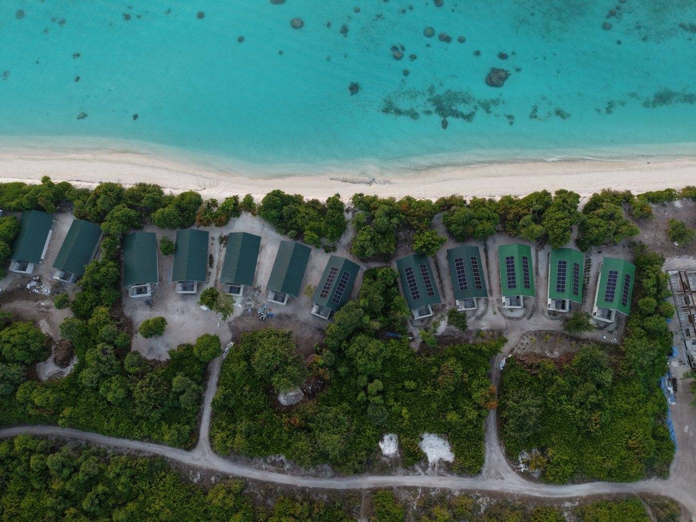 Athirige beach villas from the air, 2025